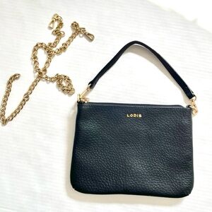Lodis Black Leather Crossbody Bag